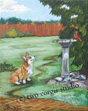 Artwork Corgi Matted Print 8 x 10 from the Painting THE WATCHER