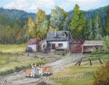 Artwork Corgi Matted Print 8 x 10 from the Painting THE HOMESTEAD