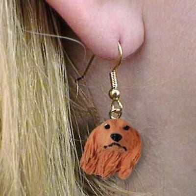 Dangle Style DACHSHUND LONGHAIR RED Dog Head Resin Earrings Jewelry