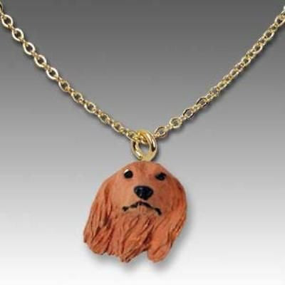 Dog on Chain DACHSHUND LONGHAIR RED Resin Dog Head Necklace Pendant
