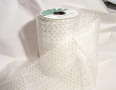 Tinsel Tulle Nylon White/Gold 5 3/4" wide 25 YRD Spool CLEARANCE SALE