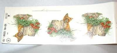 Ceramic Decal RED FOX Baby with Stump 2 1/2" Decal 5 pieces