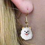 Dangle Style AMERICAN ESKIMO MINI Dog Head Resin Earrings Jewelry