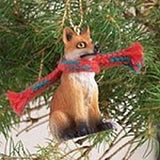 Small Animal Wildlife RED FOX Miniature Resin Xmas Tiny Ornament