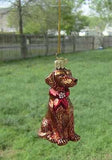 Quality Glass LAB RETRIEVER CHOCO III Blown Glass Dog Christmas Ornament