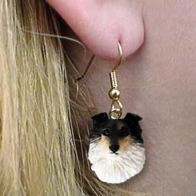 Dangle Style SHELTIE TRI-COLOR Dog Head Resin Earrings Jewelry