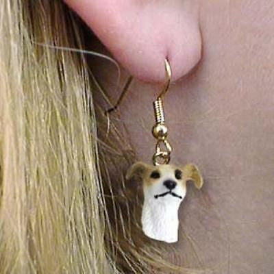 Dangle Style GREYHOUND TAN Dog Head Resin Earrings Jewelry