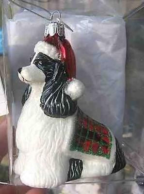Delicate COCKER B/W II Blown Glass Dog Xmas Ornament RETIRED