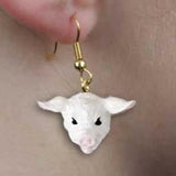 Farm Animal PIG PINK Head Resin Dangle Earrings...Clearance Priced