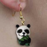 Animal Wildlife PANDA BEAR Head Resin Dangle Earrings...Clearance Priced