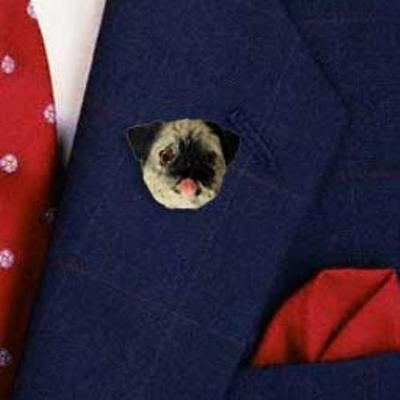 Resin Pin PUG FAWN Dog Head Resin Hat Pin Tietac Pin Jewelry