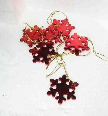 Craft Supply Miniature Plastic Red Snowflake Lot of 6 pieces