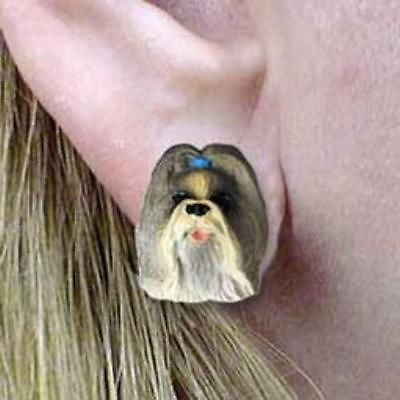 Post Style SHIH TZU MIXED COLOR Resin Dog Head Post Earrings