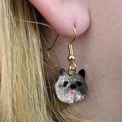 Dangle Style CAIRN TERRIER GRAY Dog Head Resin Earrings Jewelry