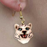 Animal Wildlife TIGER WHITE Head Resin Dangle Earrings...Clearance Priced