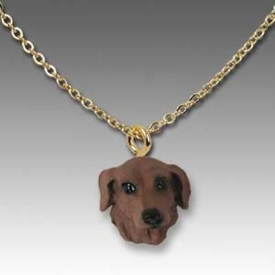 Dog on Chain DACHSHUND RED Resin Dog Head Necklace Pendant