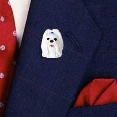 Resin Pin SHIH TZU WHITE Dog Head Resin Hat Pin Tietac Pin Jewelry