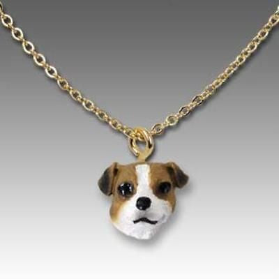 Dog on Chain JACK RUSSELL BROWN Resin Dog Head Necklace Pendant