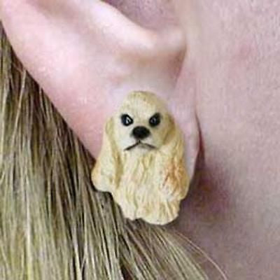 Post Style COCKER SPANIEL BUFF Resin Dog Head Post Earrings