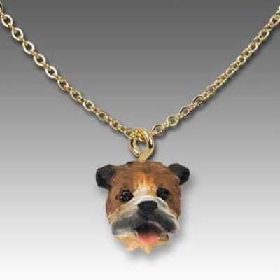 Dog on Chain BULLDOG BROWN Resin Dog Head Necklace Pendant