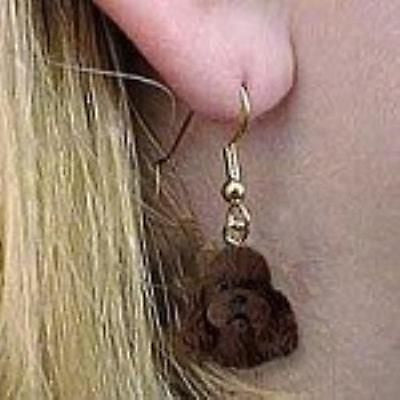 Dangle Style POODLE MINI CHOCOLATE Dog Head Resin Earrings Jewelry