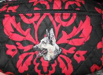 Quilted Fabric GERMAN SHEPHERD Dog Breed Damask Zipper Pouch Cosmetic Bag