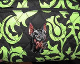 Quilted Fabric DOBERMAN Dog Breed Damask Pattern Zipper Pouch Cosmetic Bag