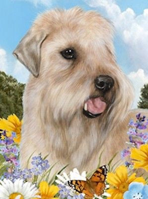 Dog Breed Flag Soft Coated Wheaten Dog Small Size Outdoor Garden Flag