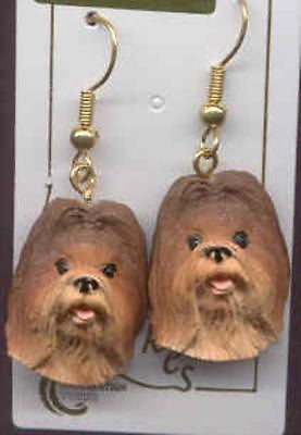 Dangle Style SHIH TZU RED BROWN Dog Head Resin Earrings Jewelry