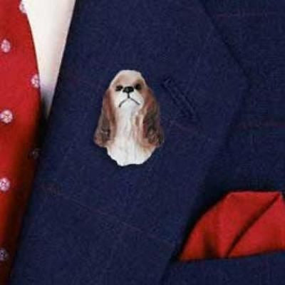 Resin Pin COCKER SPANIEL Brn/W Dog Head Resin Hat Pin Tietac Pin Jewelry