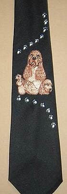 Mens Necktie COCKER SPANIEL BLONDE Dog Polyester Tie....Clearance Priced