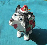 Cutie SIBERIAN HUSKY Silly Dog Resin Christmas Ornament...Clearance Priced