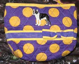 Quilted Fabric BOSTON TERRIER Dog Breed Polka Dot Zipper Pouch Cosmetic Bag