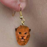 Animal Wildlife LION Head Resin Dangle Earrings...Clearance Priced
