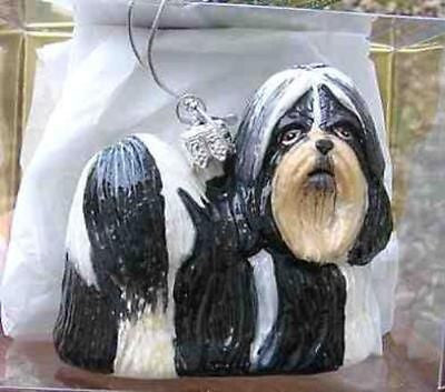 Fine Quality SHIH TZU B/W Blown Glass Xmas Ornament...Clearance Priced
