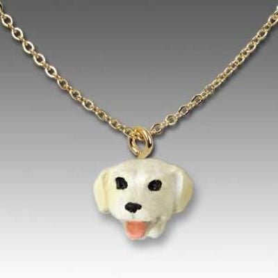 Dog on Chain LAB RETRIEVER YELLOW Resin Dog Head Necklace Pendant