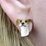 Post Style GREYHOUND TAN/WHITE Dog Post Earrings Jewelry...Clearance Priced