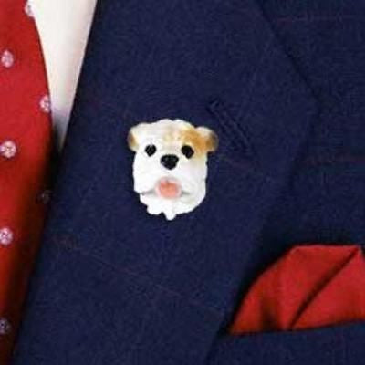 Resin Pin BULLDOG WHITE Dog Head Resin Hat Pin Tietac Pin Jewelry
