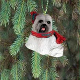 Small Resin LHASA APSO GREY Dog Breed Miniature Christmas Ornament