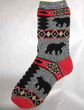 Wildlife Animal BEAR Blanket Adult Cushioned Socks size Large 10-13