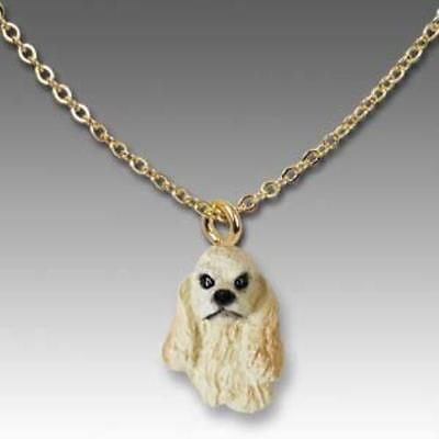 Dog on Chain COCKER SPANIEL BUFF Resin Dog Head Necklace Pendant