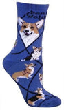 Adult Socks WELSH CORGI PEMBROKE Dog Breed Blue size Medium Made in USA