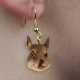 Animal Wildlife SQUIRREL GRAY Head Resin Dangle Earrings...Clearance Priced