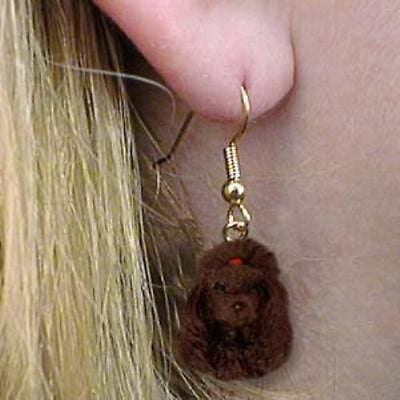 Dangle Style POODLE CHOCOLATE Dog Head Resin Earrings Jewelry