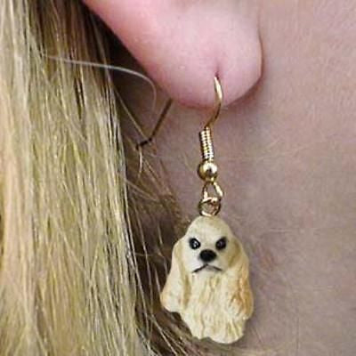 Dangle Style COCKER SPANIEL BUFF Dog Head Resin Earrings Jewelry