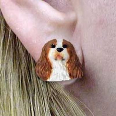 Post Style CAVALIER KING CHARLES RED Resin Dog Head Post Earrings