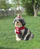 Quality Glass SHIH TZU B/W III Blown Glass Dog Breed Christmas Ornament