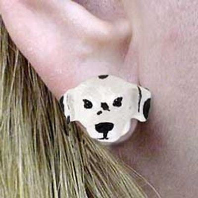 Post Style DALMATIAN Resin Dog Head Post Earrings