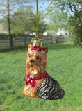 Quality Glass YORKIE YORKSHIRE TERRIER III Dog Breed Christmas Ornament