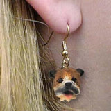 Dangle Style BULLDOG BROWN  Dog Head Resin Earrings Jewelry